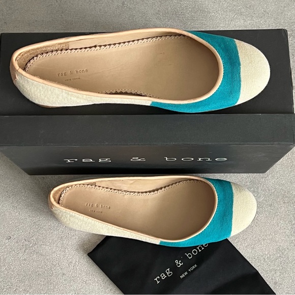 Rag & Bone Hanalei Ballet Flat in Ivory/Turquoise - Picture 3 of 3